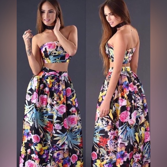 L’ATISTE 2-Piece Red Carpet Floral Maxi Skirt Dress - Picture 15 of 15